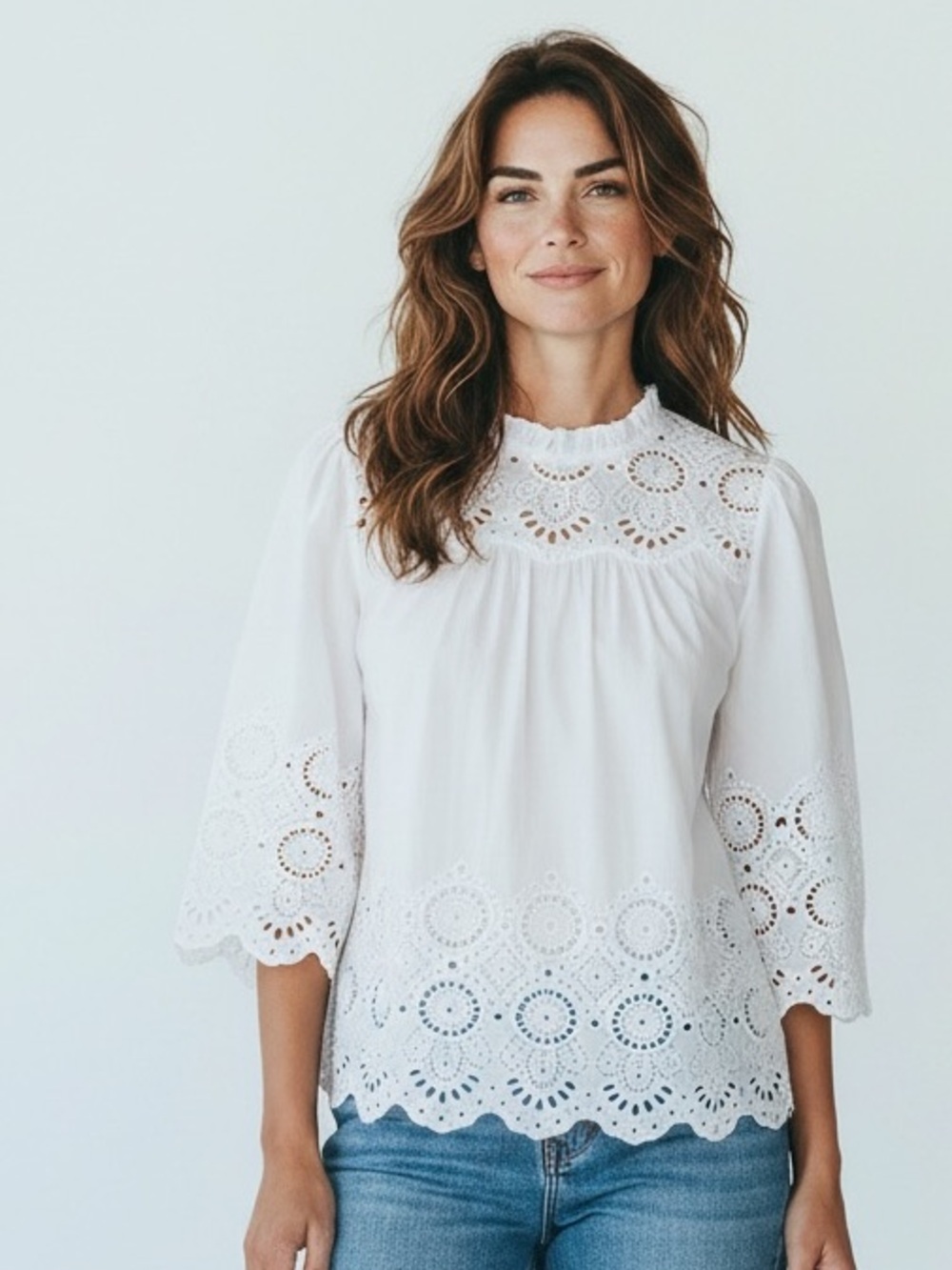TALBOTS ladies white eyelet blouse NWOT size medium